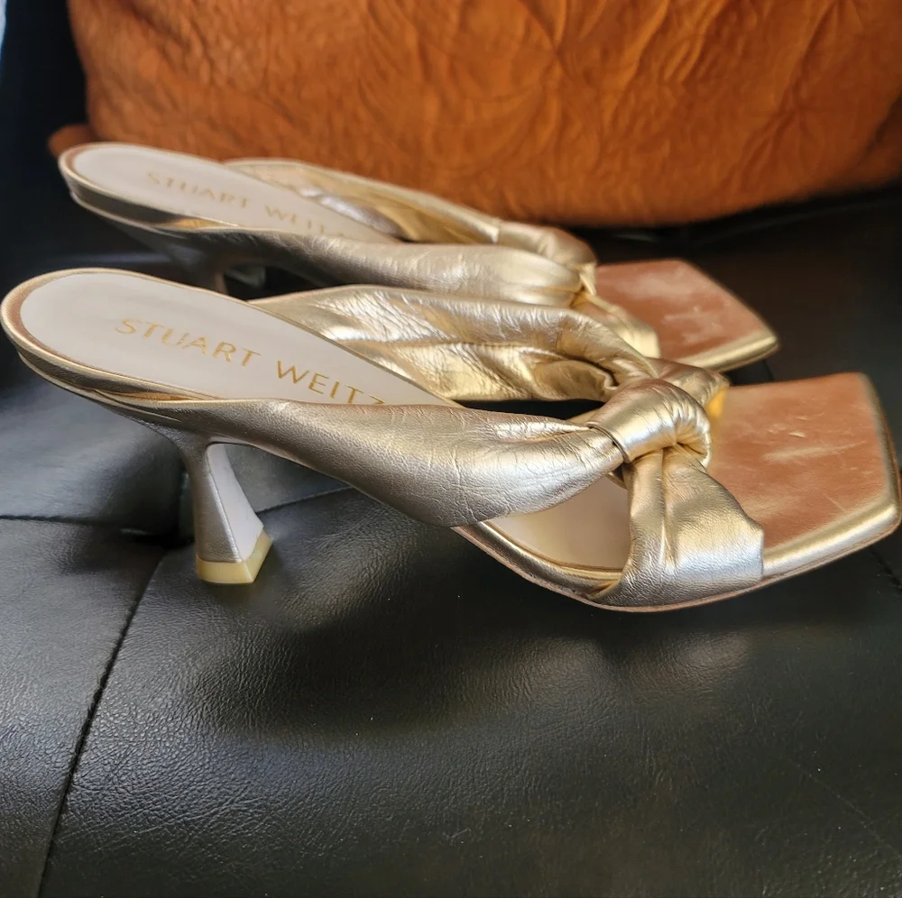 Stuart Weitzman Metallic Slides - Picture 2 of 10